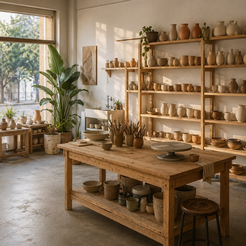 Foto de cadastro do interior do ateliê, sem pessoas
